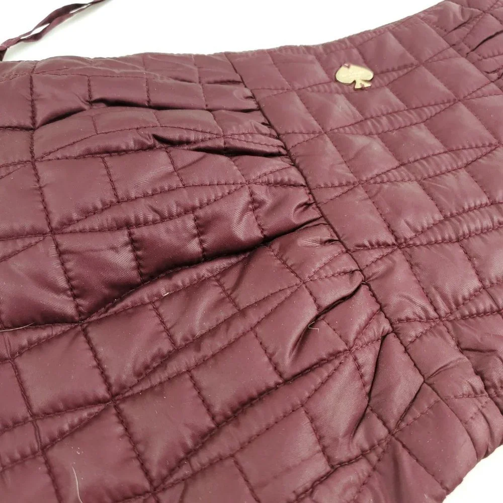 Kate Spade Womens Plum Quilted Classic Clutch Pouch With Gold Hardware